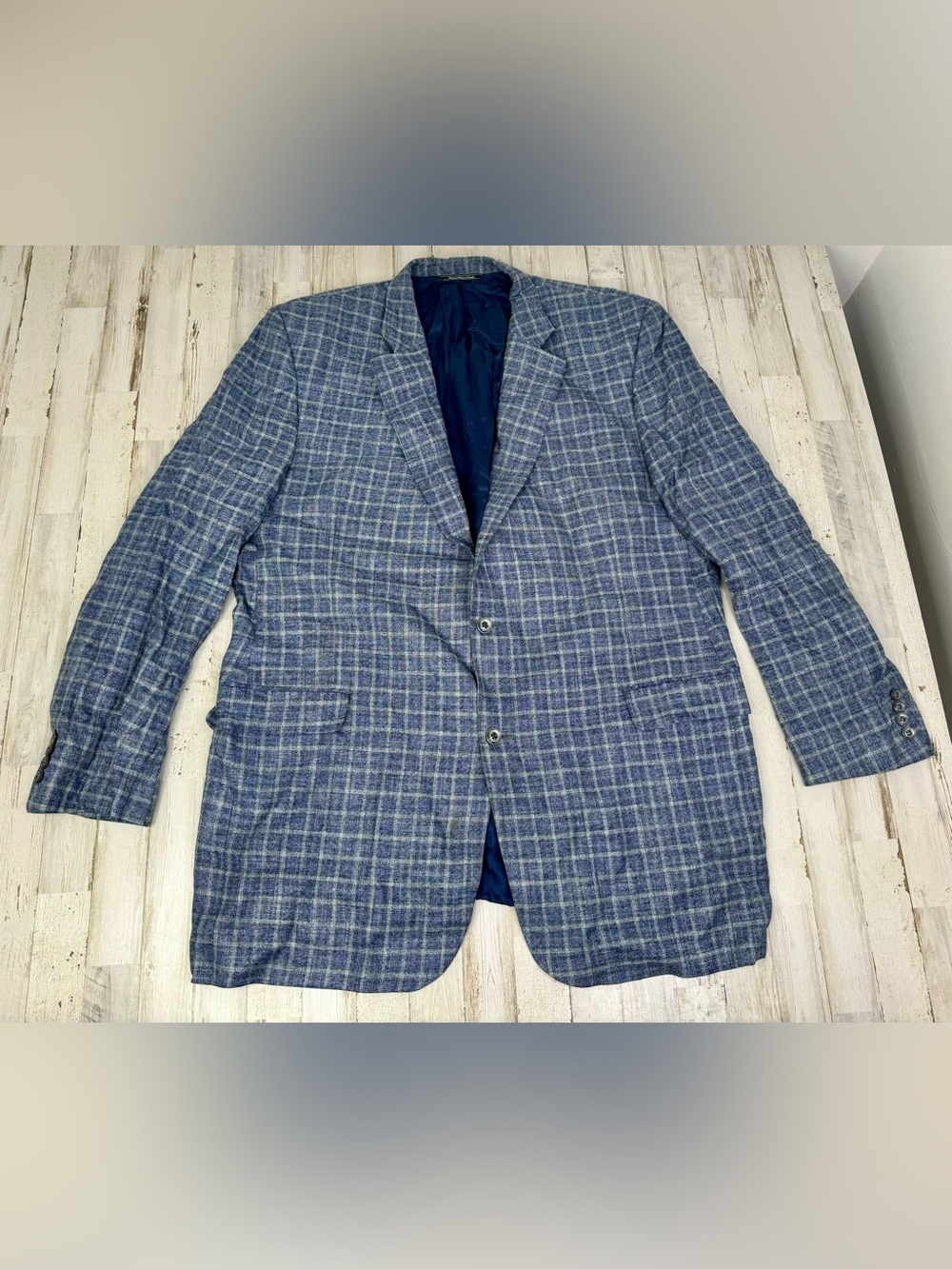 Jack Victor Classic Rochester Sport Coat Blazer 50XL Jacket Plaid Blue Check